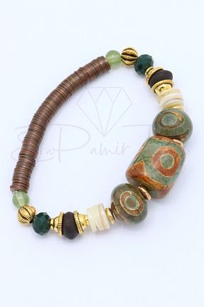 دستبند جواهر خاکی زنانه سنگ طبیعی Esra Pamir - کد 734359342