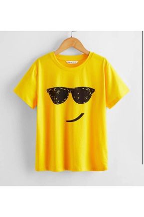 تی شرت زرد بچه گانه یقه گرد پنبه (نخی) کد 734494346