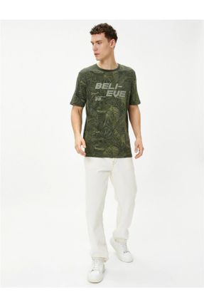 تی شرت سبز مردانه رگولار یقه گرد تکی کد 734497910