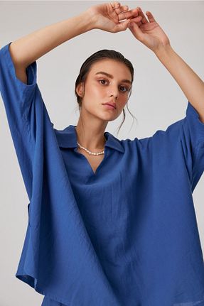 بلوز آبی زنانه ساده Niseko - کد 734304215