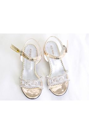 کفش پاشنه بلند کلاسیک طلائی بچه گانه پارچه Gala - کد 733821986