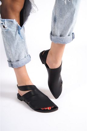 صندل مشکی زنانه پاشنه تخت DaphneSandals - کد 733854072