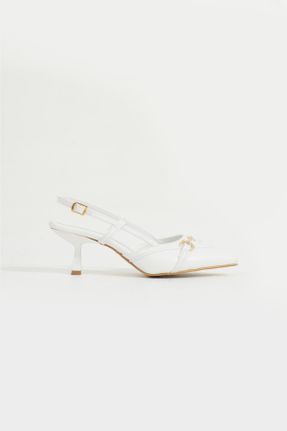 کفش پاشنه بلند کلاسیک سفید زنانه پاشنه نازک پاشنه متوسط ( 5 - 9 cm ) چرم مصنوعی کد 733971207