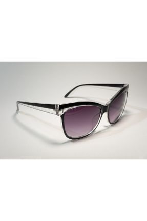 عینک آفتابی مشکی زنانه 59+ UV400 پلاستیک آینه ای گربه ای کد 733530116