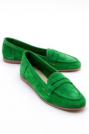 کفش لوفر سبز زنانه چرم خالص luvishoes - کد 276330537