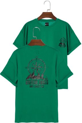 تی شرت سبز زنانه رگولار یقه گرد پنبه - پلی استر تکی کد 327574546