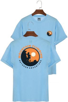 تی شرت آبی مردانه رگولار یقه گرد پنبه - پلی استر تکی کد 327573346
