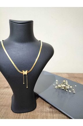 گردنبند استیل ( فولاد ) طلائی زنانه استیل (فولاد) LABELLAAVM - کد 734484721