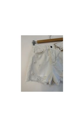 شلوارک سفید زنانه فاق بلند رگولار جین جین کد 734568953