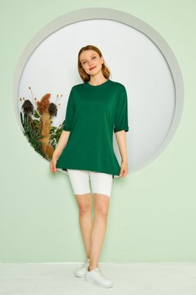 تی شرت سبز زنانه رگولار یقه گرد پلی استر کد 734710900