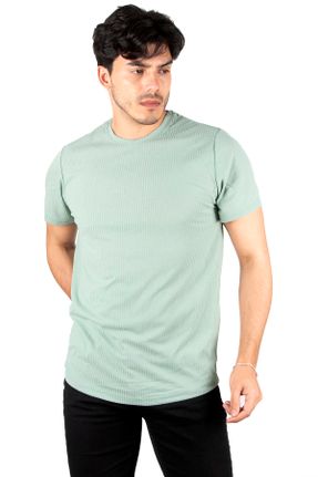 تی شرت سبز مردانه اسلیم فیت یقه گرد پنبه (نخی) تکی جوان کد 734440248