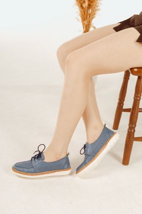 کفش کژوال آبی زنانه چرم طبیعی پاشنه کوتاه ( 4 - 1 cm ) پاشنه ساده کد 734975998