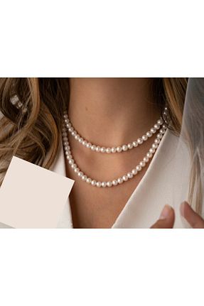 گردنبند جواهر سفید زنانه مروارید cicekartstudio - کد 735679186