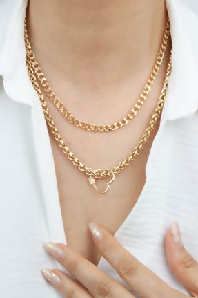 گردنبند جواهر طلائی زنانه کد 735683046