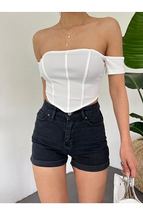 بادی سفید زنانه کراپ MODA - کد 735555184