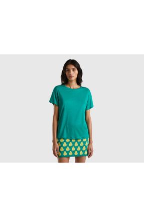 تی شرت سبز زنانه یقه گرد لیوسل کد 736039983