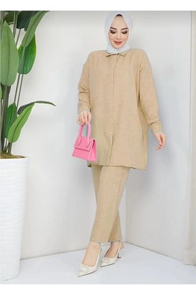 ست بالاتنه و پائین تنه حجاب قهوه ای زنانه رگولار ECK MODA - کد 736082127
