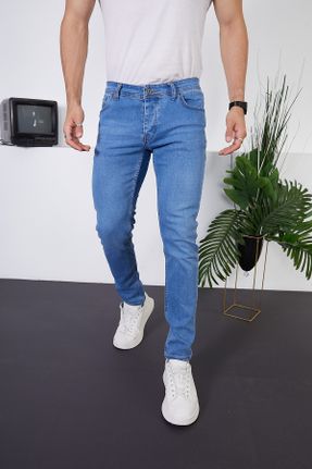 شلوار جین آبی مردانه پاچه ساده جین اسلیم جوان استاندارد کد 736037729