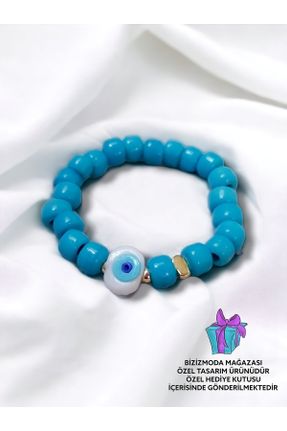 دستبند جواهر آبی زنانه شیشه کد 736455986