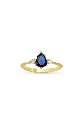 انگشتر نقره طلائی زنانه یاقوت کبود Silveranka - کد 734924840