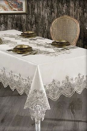 رومیزی بژ کتان Teksev - کد 736186510