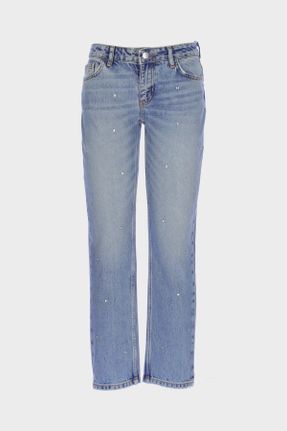 شلوار جین آبی زنانه پاچه لوله ای پنبه (نخی) کد 736353889