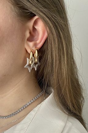 گوشواره استیل (فولاد) زنانه سنک زیرکون pingala aksesuar - کد 697416366