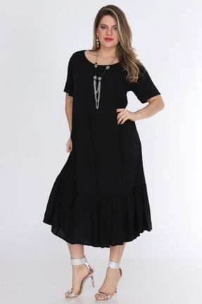 لباس مشکی زنانه سایز بزرگ پارچه ویسکون کد 6722308