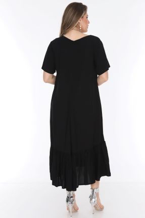 لباس مشکی زنانه سایز بزرگ پارچه ویسکون کد 6722308