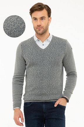 پلیور طوسی مردانه ساده Pierre Cardin - کد 32277419