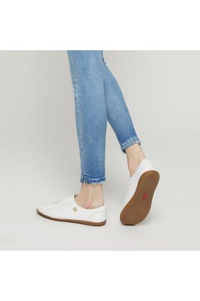 کفش اسنیکر سفید زنانه چرم طبیعی بند دار چرم طبیعی کد 2293797