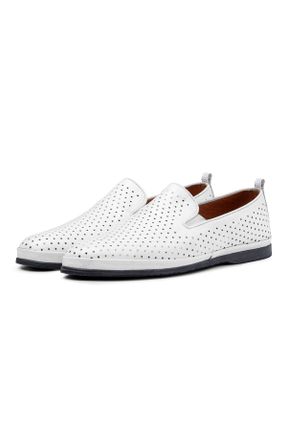 کفش کژوال سفید مردانه چرم طبیعی پاشنه کوتاه ( 4 - 1 cm ) پاشنه ساده کد 735209056
