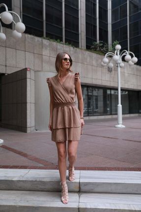 لباس قهوه ای زنانه بافتنی پنبه - پلی استر کد 732322624