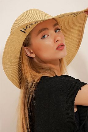 کلاه بژ زنانه حصیر Trend Alaçatı Stili - کد 735972116
