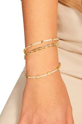 دستبند نقره طلائی زنانه 18 عیار Joy of Jade - کد 736008225