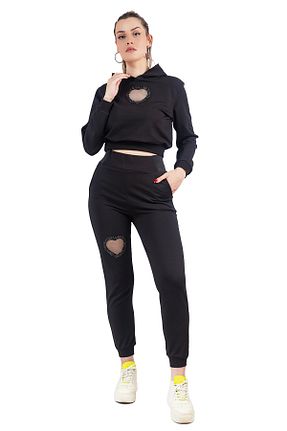 ست بالاتنه و پائین تنه مشکی زنانه بافتنی DEFİLE LUX - کد 736047388