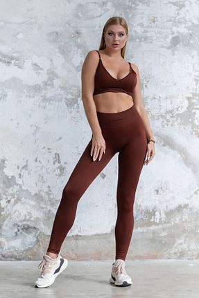 ست بالاتنه و پائین تنه قهوه ای زنانه بافتنی GYMXPRO - کد 376426602