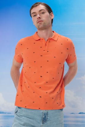 تی شرت نارنجی مردانه رگولار تکی کد 736128150