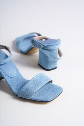 کفش پاشنه بلند کلاسیک آبی زنانه پارچه ای پاشنه ضخیم پاشنه متوسط ( 5 - 9 cm ) کد 736328086
