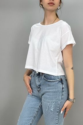 تیشرت سفید زنانه کراپ Tam Moda - کد 736861229