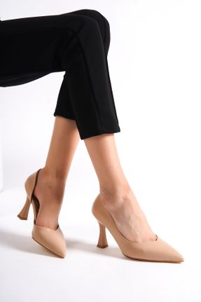 کفش مجلسی بژ زنانه پاشنه نازک پاشنه متوسط ( 5 - 9 cm ) چرم مصنوعی کد 737179330