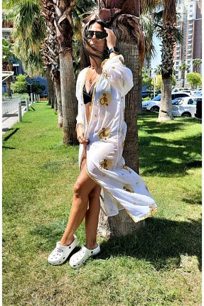 کیمونو و کافتان سفید زنانه بافتنی GİZMOSSE - کد 737186108
