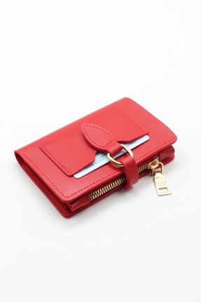 کیف پول قرمز زنانه چرم مصنوعی سایز کوچک کد 64957255