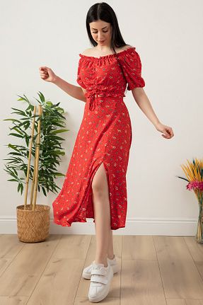 ست بالاتنه و پائین تنه قرمز زنانه بافتنی PULLIMM - کد 736778546