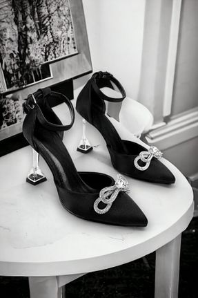 کفش پاشنه بلند کلاسیک مشکی زنانه ساتن shoescollage - کد 736781311