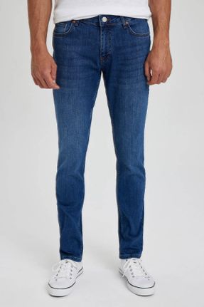 شلوار جین آبی مردانه پاچه تنگ پنبه (نخی) اسلیم استاندارد کد 736914537