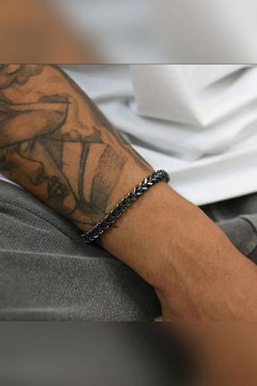 دستبند استیل (فولاد) مشکی مردانه استیل ضد زنگ UBUH SHOP - کد 737109141