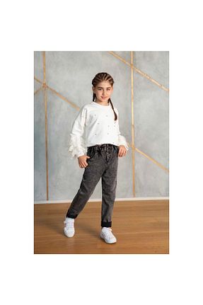 ست بالاتنه و پائین تنه سفید بچه گانه جین PİXİNADELUXE - کد 736890676