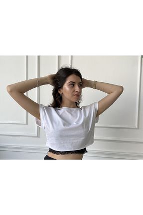 تیشرت سفید زنانه کراپ HANNA - کد 737156044