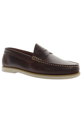 کفش لوفر قهوه ای مردانه چرم طبیعی پاشنه کوتاه ( 4 - 1 cm ) کد 737581500
